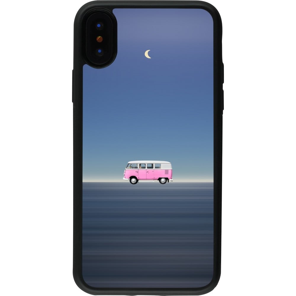 Coque iPhone X / Xs - Silicone rigide noir Spring 23 pink bus