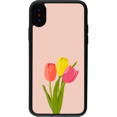 Coque iPhone X / Xs - Silicone rigide noir Spring 23 tulip trio