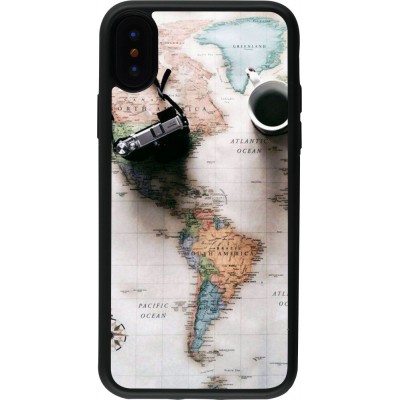 Coque iPhone X / Xs - Silicone rigide noir Travel 01