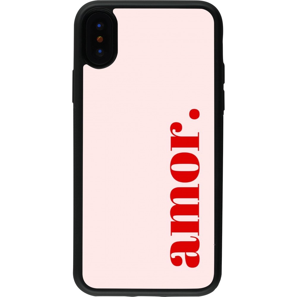 Coque iPhone X / Xs - Silicone rigide noir Valentine 2024 amor