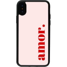 Coque iPhone X / Xs - Silicone rigide noir Valentine 2024 amor