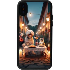 Coque iPhone X / Xs - Silicone rigide noir Valentine 2024 Dog & Cat Candlelight