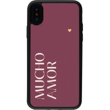 Coque iPhone X / Xs - Silicone rigide noir Valentine 2024 mucho amor rosado