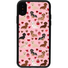 Coque iPhone X / Xs - Silicone rigide noir Valentine 2024 puppy love