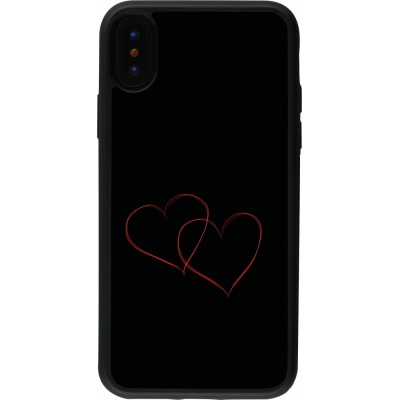 Coque iPhone X / Xs - Silicone rigide noir Valentine 2023 attached heart