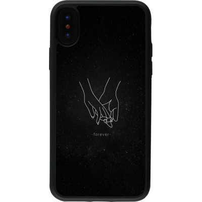 Coque iPhone X / Xs - Silicone rigide noir Valentine 2023 hands forever