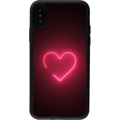 Coque iPhone X / Xs - Silicone rigide noir Valentine 2023 single neon heart