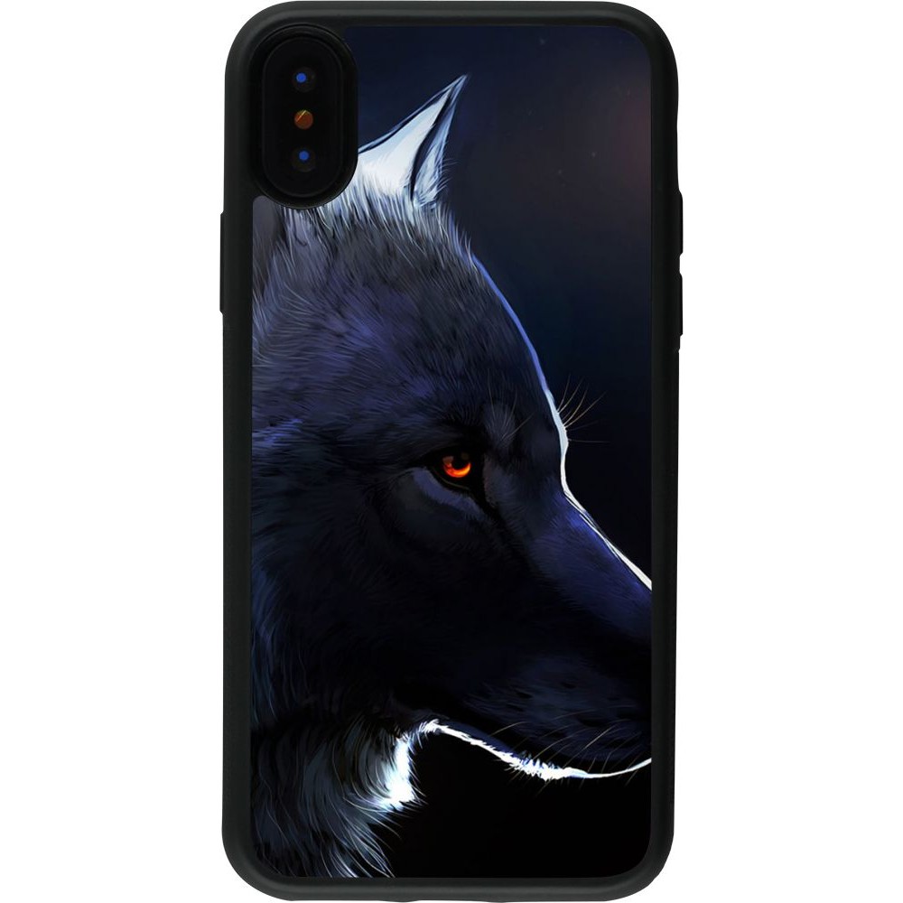 Coque iPhone X / Xs - Silicone rigide noir Wolf Shape