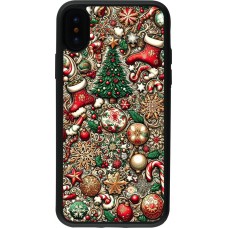 Coque iPhone X / Xs - Silicone rigide noir Noël 2023 micro pattern