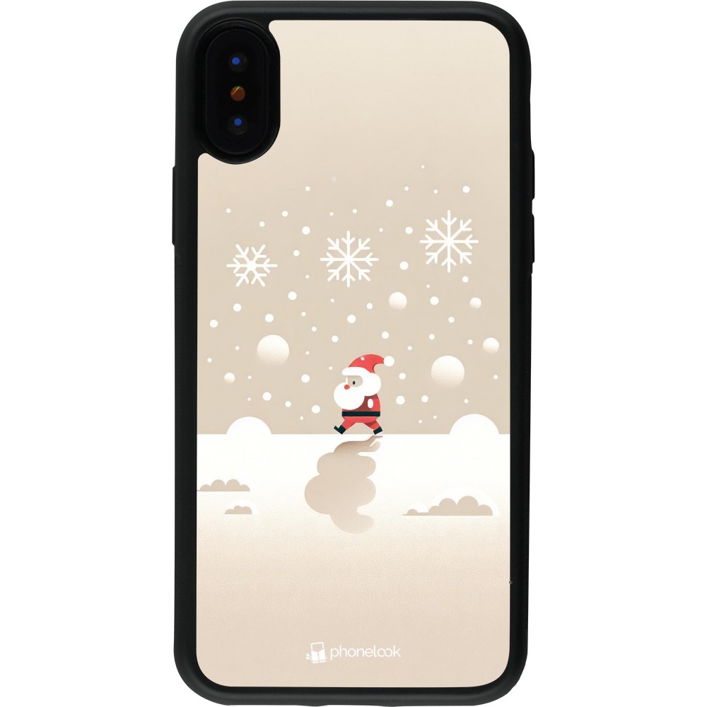 Coque iPhone X / Xs - Silicone rigide noir Noël 2023 Minimalist Santa