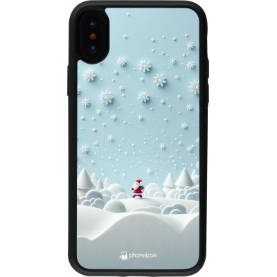 Coque iPhone X / Xs - Silicone rigide noir Noël 2023 Petit Père Flocon