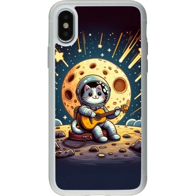 Coque iPhone X / Xs - Silicone rigide transparent AstroCat RockLune