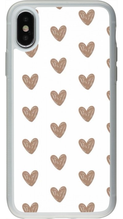 Coque iPhone X / Xs - Silicone rigide transparent Autumn 2024 brown hearts