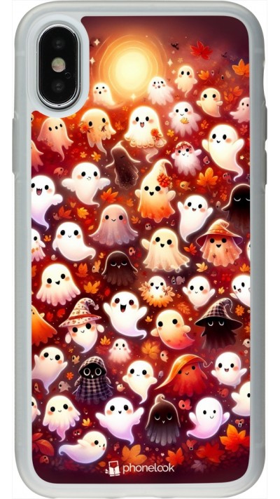 Coque iPhone X / Xs - Silicone rigide transparent Fantômes automne mignons