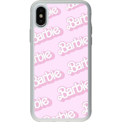 Coque iPhone X / Xs - Silicone rigide transparent Barbie light pink pattern