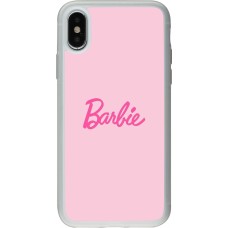 Coque iPhone X / Xs - Silicone rigide transparent Barbie Text