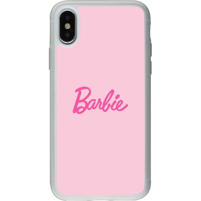 Coque iPhone X / Xs - Silicone rigide transparent Barbie Text