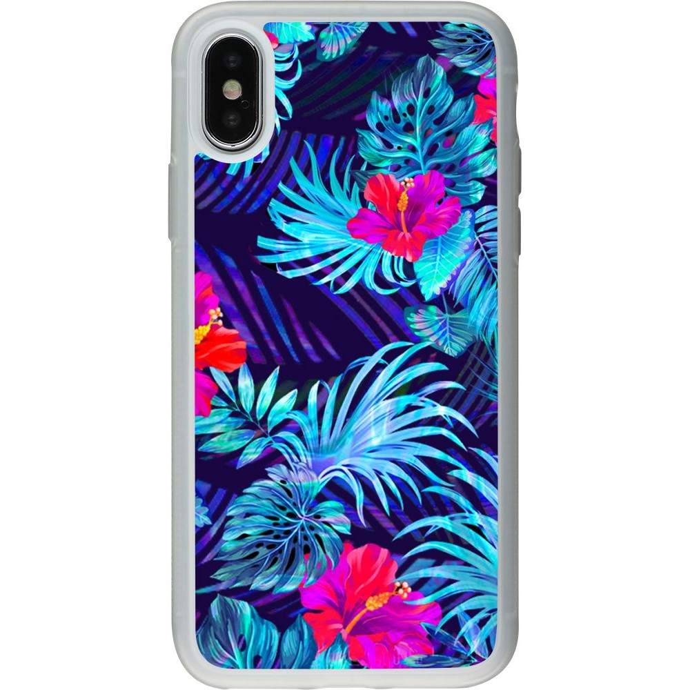 Coque iPhone X / Xs - Silicone rigide transparent Blue Forest