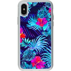 Coque iPhone X / Xs - Silicone rigide transparent Blue Forest