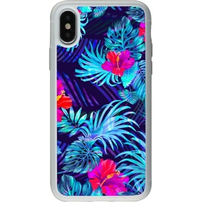 Coque iPhone X / Xs - Silicone rigide transparent Blue Forest