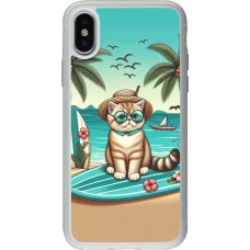 Coque iPhone X / Xs - Silicone rigide transparent Chat Surf Style