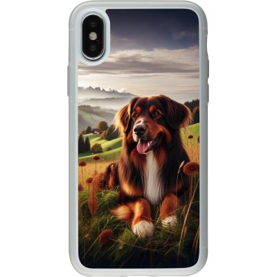 Coque iPhone X / Xs - Silicone rigide transparent Chien Campagne Suisse