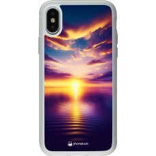 Coque iPhone X / Xs - Silicone rigide transparent Coucher soleil jaune violet