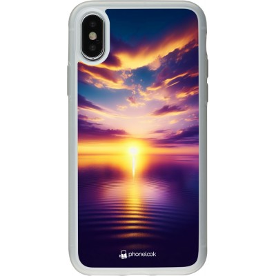 Coque iPhone X / Xs - Silicone rigide transparent Coucher soleil jaune violet