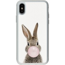 Coque iPhone X / Xs - Silicone rigide transparent Easter 2023 bubble gum bunny