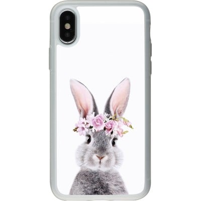 Coque iPhone X / Xs - Silicone rigide transparent Easter 2023 flower bunny