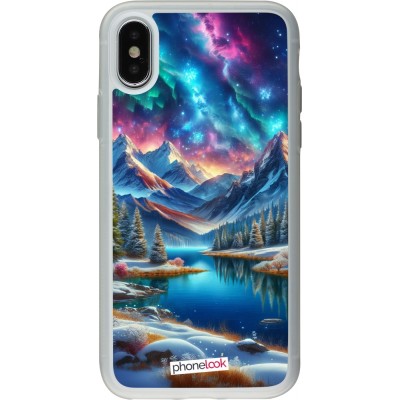 Coque iPhone X / Xs - Silicone rigide transparent Fantasy Mountain Lake Sky Stars