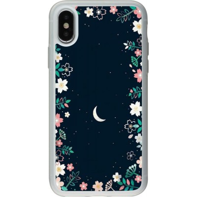 Coque iPhone X / Xs - Silicone rigide transparent Flowers space