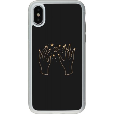 Coque iPhone X / Xs - Silicone rigide transparent Grey magic hands