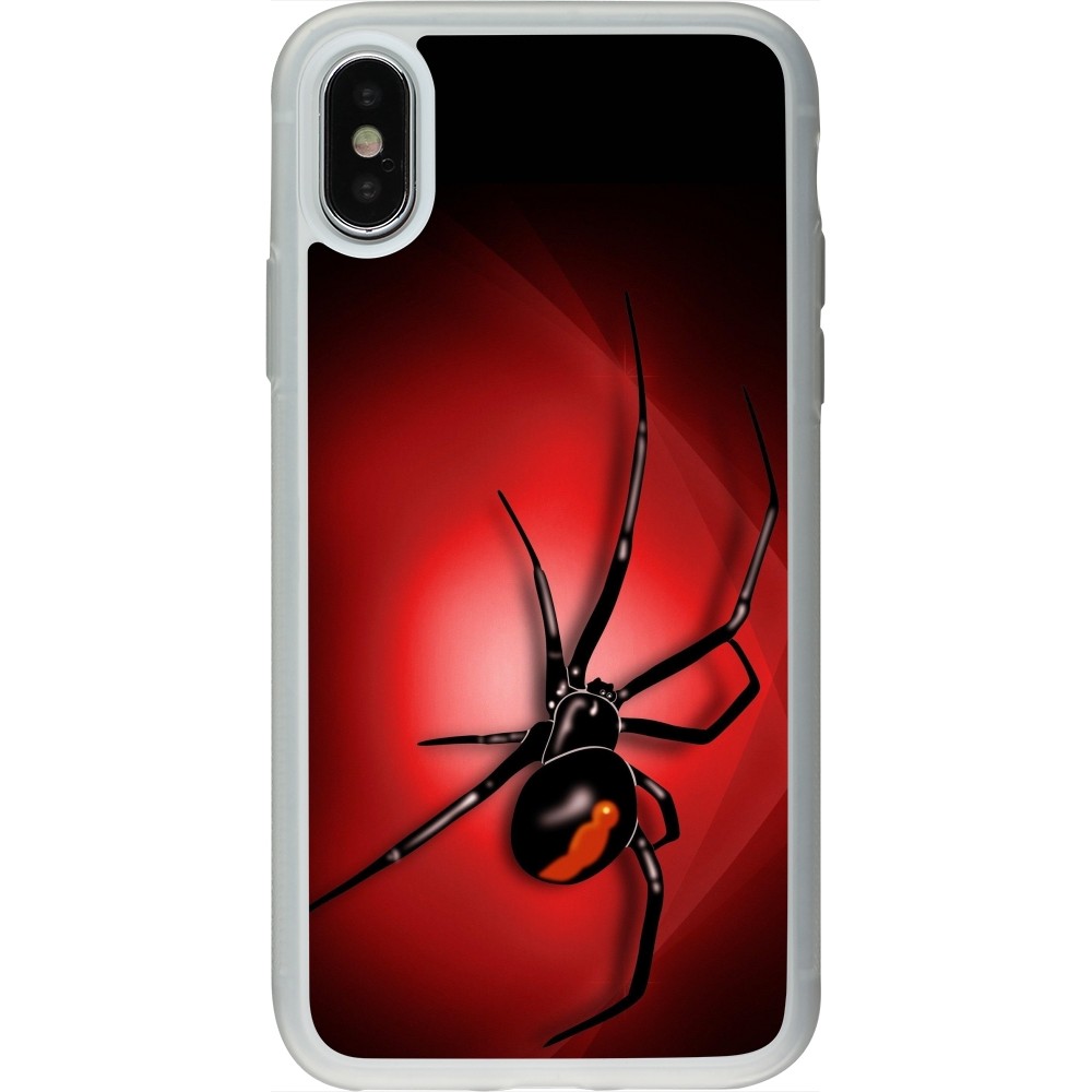 Coque iPhone X / Xs - Silicone rigide transparent Halloween 2023 spider black widow