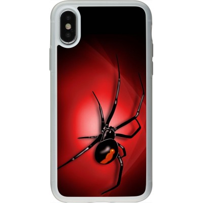 Coque iPhone X / Xs - Silicone rigide transparent Halloween 2023 spider black widow