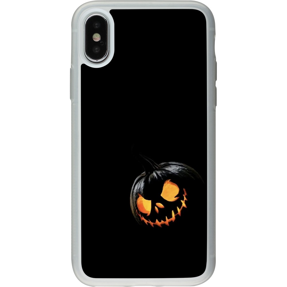 Coque iPhone X / Xs - Silicone rigide transparent Halloween 2023 discreet pumpkin