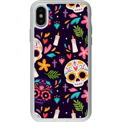 Coque iPhone X / Xs - Silicone rigide transparent Halloween 2023 mexican style