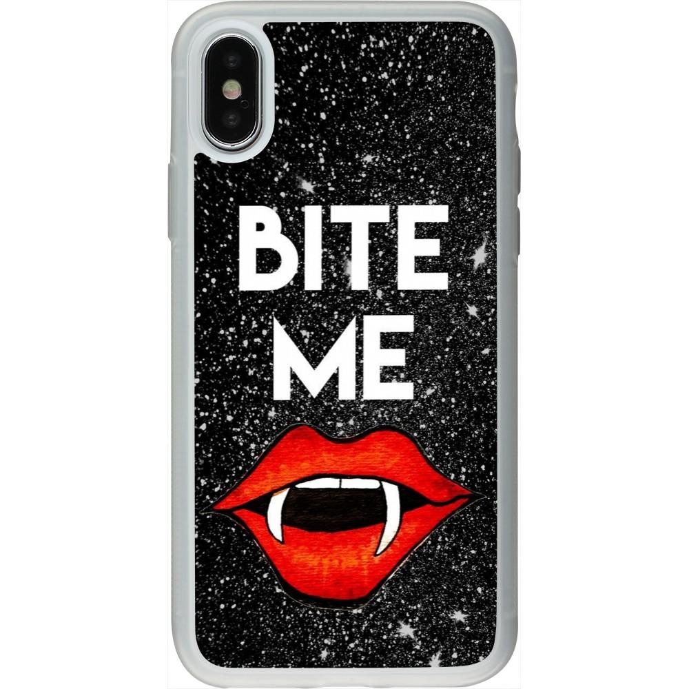 iPhone X / Xs Case Hülle - Silikon transparent Halloween 2024 bite me