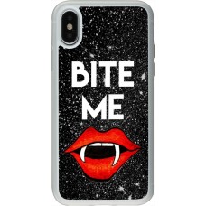 Coque iPhone X / Xs - Silicone rigide transparent Halloween 2024 bite me