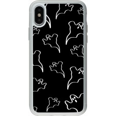 Coque iPhone X / Xs - Silicone rigide transparent Halloween 2024 black and white ghosts