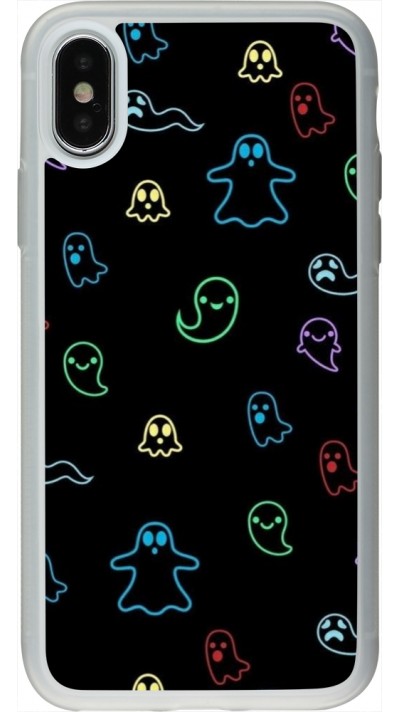 Coque iPhone X / Xs - Silicone rigide transparent Halloween 2024 colorful ghosts