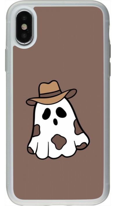 Coque iPhone X / Xs - Silicone rigide transparent Halloween 2024 cowboy ghost