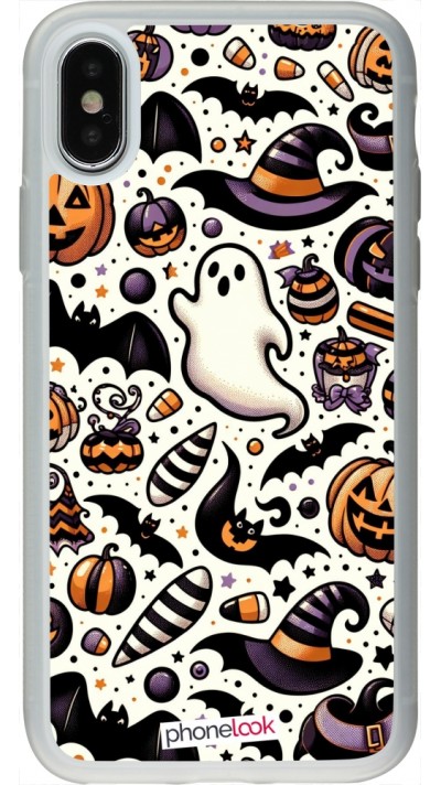 Coque iPhone X / Xs - Silicone rigide transparent Halloween 2024 Cute Pattern