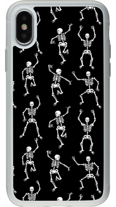 Coque iPhone X / Xs - Silicone rigide transparent Halloween 2024 dancing skeleton