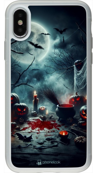 Coque iPhone X / Xs - Silicone rigide transparent Halloween 2024 Dark Moon