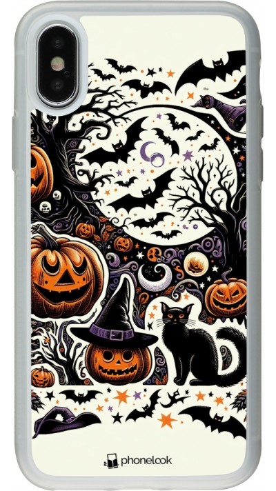 Coque iPhone X / Xs - Silicone rigide transparent Halloween 2024 Haunt