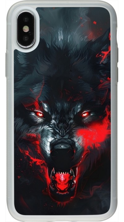 Coque iPhone X / Xs - Silicone rigide transparent Halloween 2024 mad werewolf