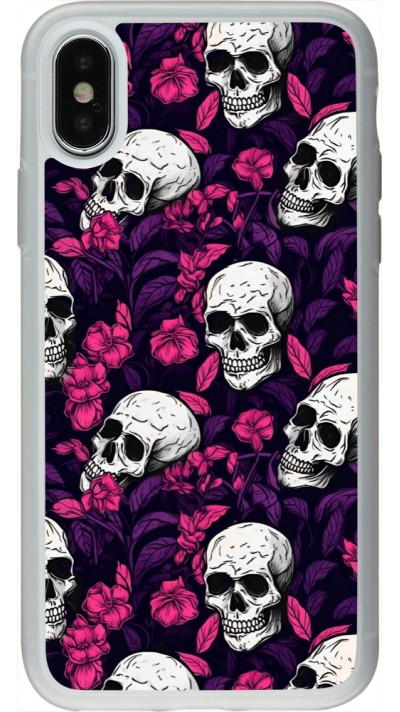 Coque iPhone X / Xs - Silicone rigide transparent Halloween 2024 romantic skulls