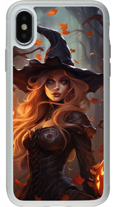 Coque iPhone X / Xs - Silicone rigide transparent Halloween 2024 sexy witch