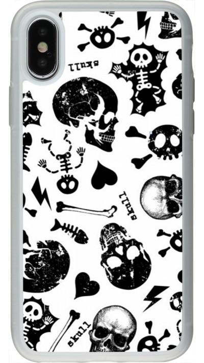 Coque iPhone X / Xs - Silicone rigide transparent Halloween 2024 skeleton mix